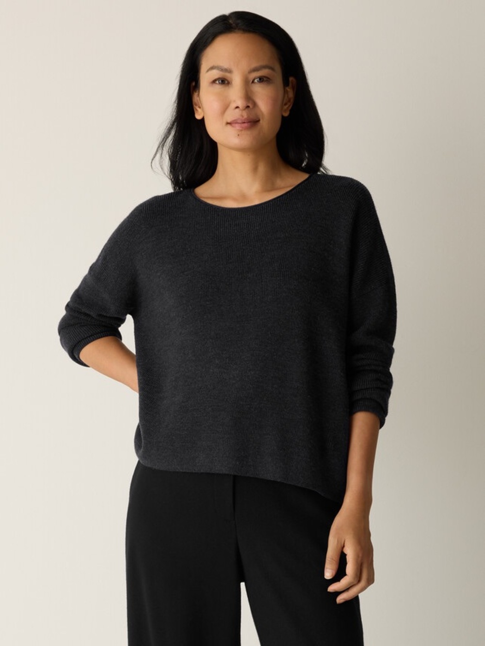 NWT Eileen Fisher Merino Crew Neck Top in Regenerative Wool